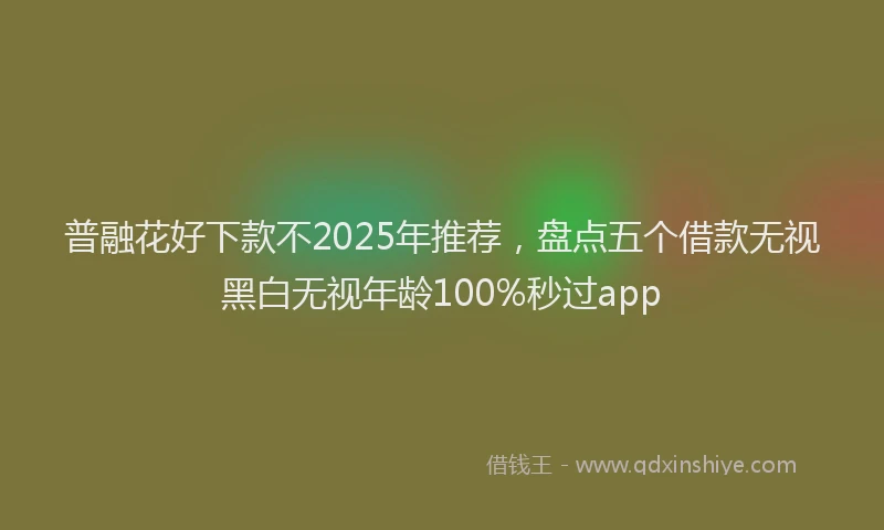 普融花好下款不2025年推荐，盘点五个借款无视黑白无视年龄100%秒过app