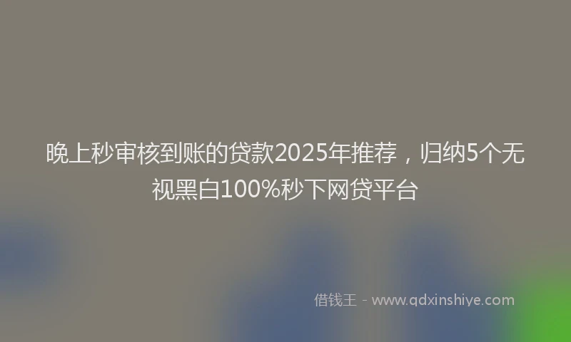 晚上秒审核到账的贷款2025年推荐，归纳5个无视黑白100%秒下网贷平台