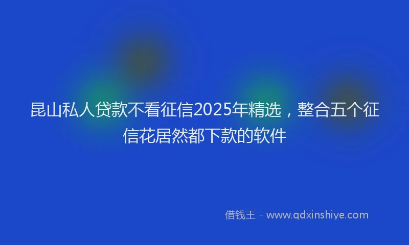 昆山私人贷款不看征信2025年精选，整合五个征信花居然都下款的软件