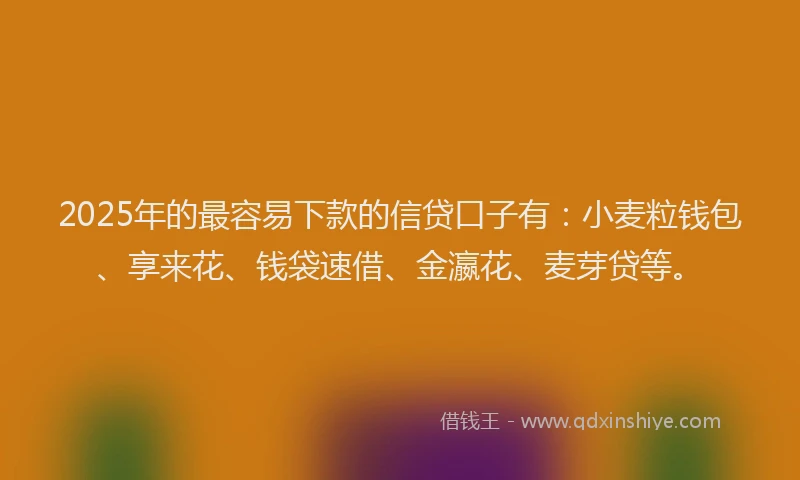 2025年的最容易下款的信贷口子有：小麦粒钱包、享来花、钱袋速借、金瀛花、麦芽贷等。
