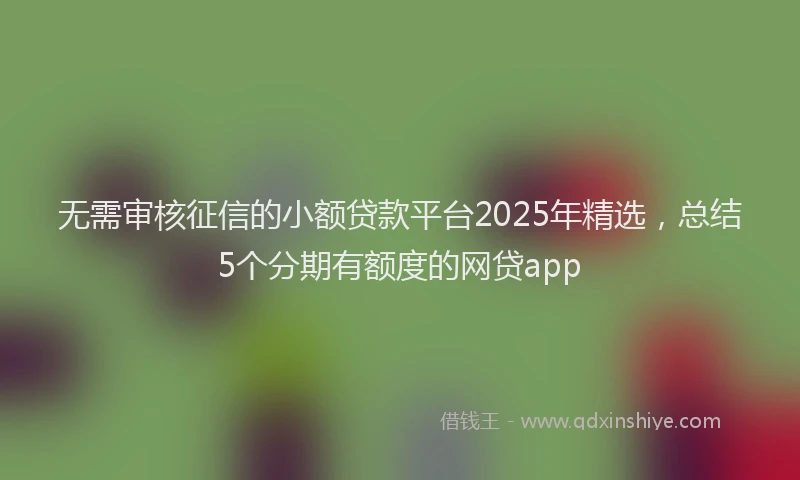 无需审核征信的小额贷款平台2025年精选，总结5个分期有额度的网贷app