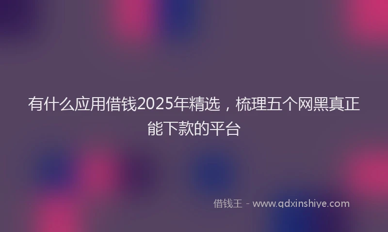 有什么应用借钱2025年精选，梳理五个网黑真正能下款的平台