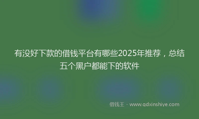 有没好下款的借钱平台有哪些2025年推荐，总结五个黑户都能下的软件