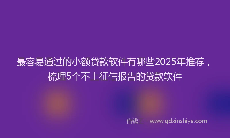 最容易通过的小额贷款软件有哪些2025年推荐，梳理5个不上征信报告的贷款软件
