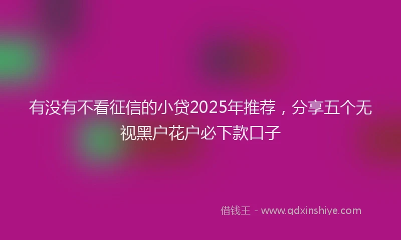 有没有不看征信的小贷2025年推荐，分享五个无视黑户花户必下款口子