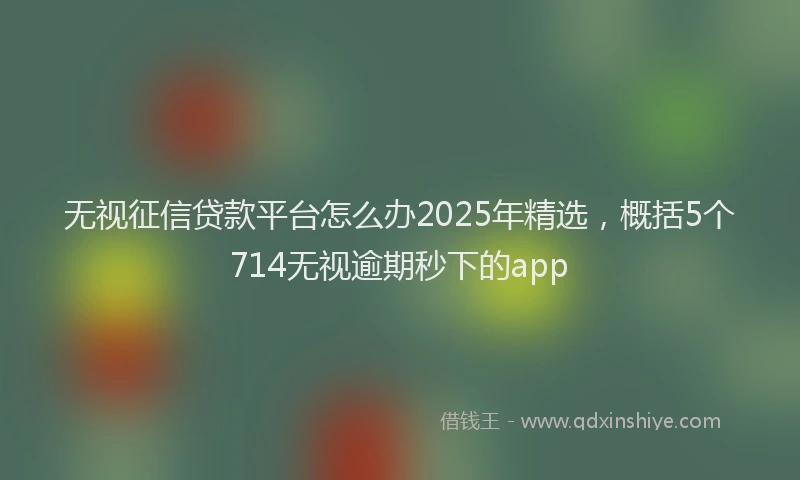 无视征信贷款平台怎么办2025年精选，概括5个714无视逾期秒下的app