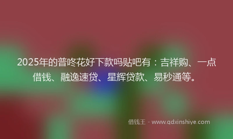 2025年的普咚花好下款吗贴吧有：吉祥购、一点借钱、融逸速贷、星辉贷款、易秒通等。
