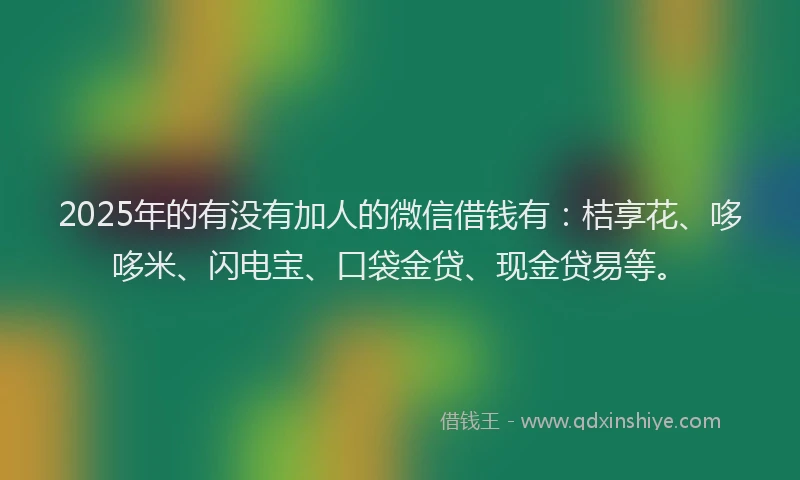 2025年的有没有加人的微信借钱有：桔享花、哆哆米、闪电宝、口袋金贷、现金贷易等。