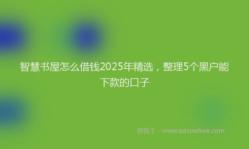 智慧书屋怎么借钱2025年精选，整理5个黑户能下款的口子