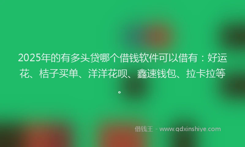 2025年的有多头贷哪个借钱软件可以借有：好运花、桔子买单、洋洋花呗、鑫速钱包、拉卡拉等。