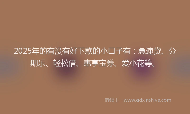 2025年的有没有好下款的小口子有：急速贷、分期乐、轻松借、惠享宝券、爱小花等。