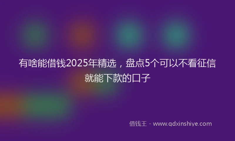 有啥能借钱2025年精选，盘点5个可以不看征信就能下款的口子