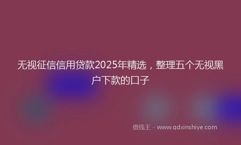 无视征信信用贷款2025年精选，整理五个无视黑户下款的口子