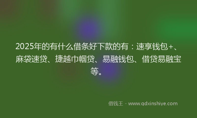 2025年的有什么借条好下款的有：速享钱包+、麻袋速贷、捷越巾帼贷、易融钱包、借贷易融宝等。