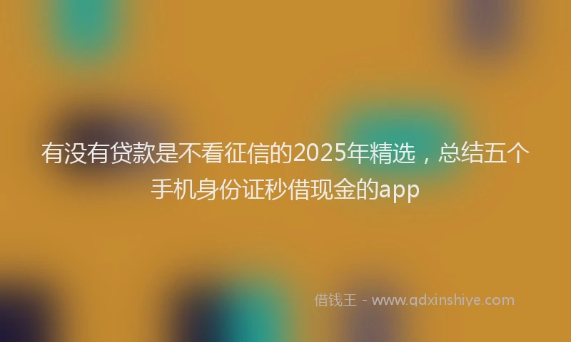 有没有贷款是不看征信的2025年精选，总结五个手机身份证秒借现金的app