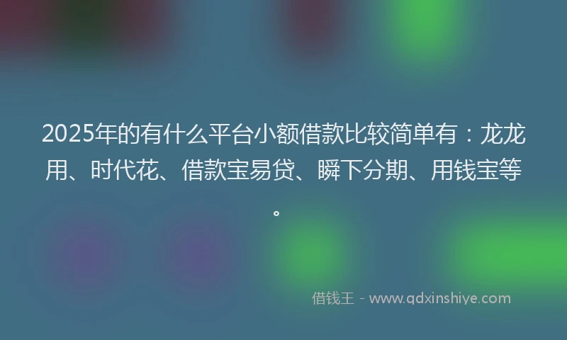 2025年的有什么平台小额借款比较简单有：龙龙用、时代花、借款宝易贷、瞬下分期、用钱宝等。