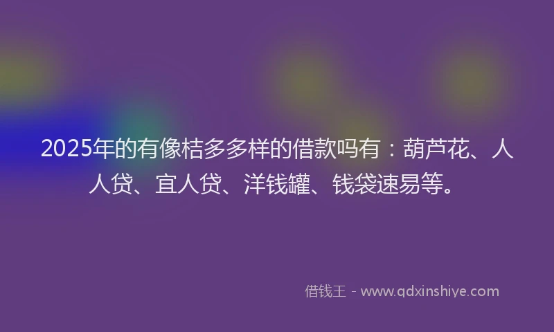2025年的有像桔多多样的借款吗有：葫芦花、人人贷、宜人贷、洋钱罐、钱袋速易等。