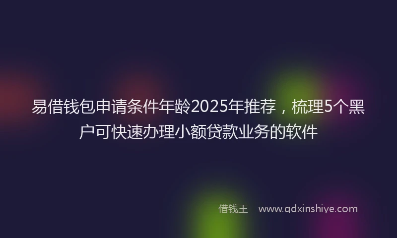 易借钱包申请条件年龄2025年推荐，梳理5个黑户可快速办理小额贷款业务的软件