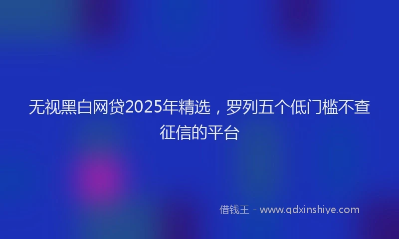 无视黑白网贷2025年精选，罗列五个低门槛不查征信的平台