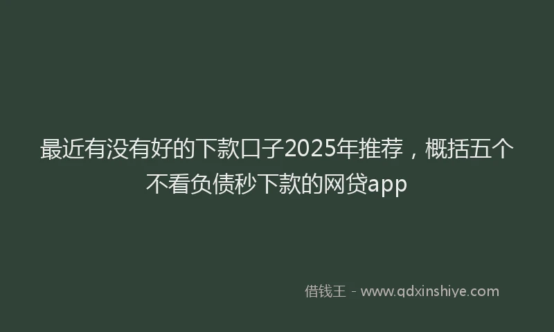 最近有没有好的下款口子2025年推荐，概括五个不看负债秒下款的网贷app