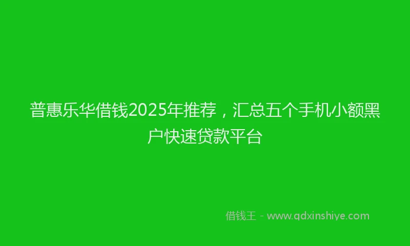 普惠乐华借钱2025年推荐，汇总五个手机小额黑户快速贷款平台