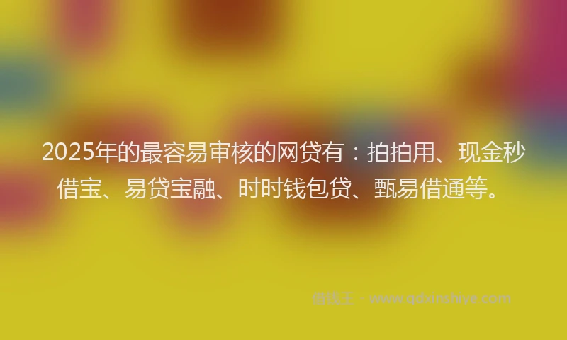 2025年的最容易审核的网贷有：拍拍用、现金秒借宝、易贷宝融、时时钱包贷、甄易借通等。