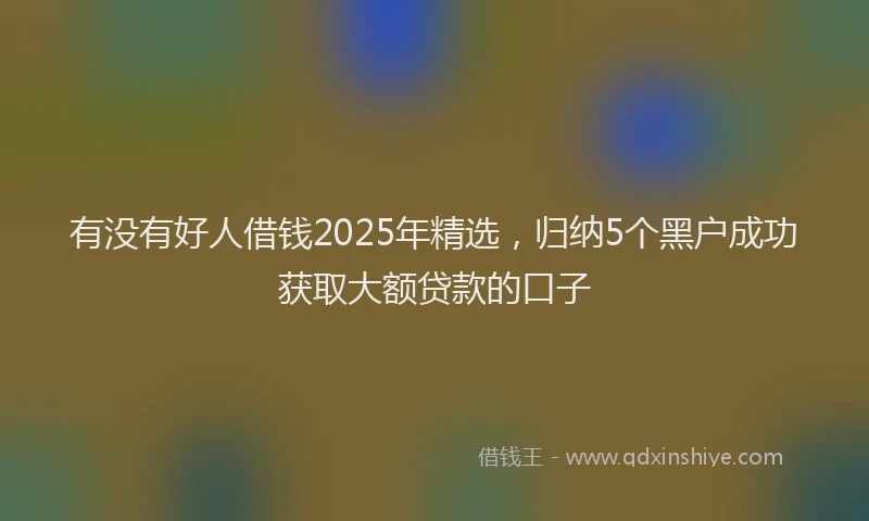 有没有好人借钱2025年精选，归纳5个黑户成功获取大额贷款的口子