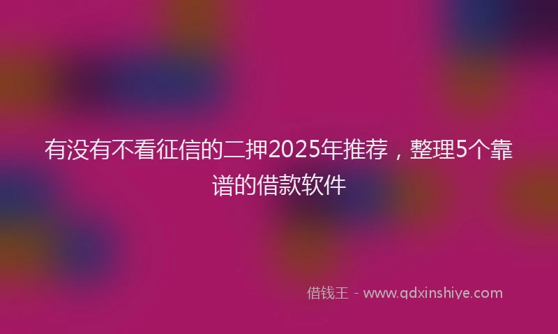 有没有不看征信的二押2025年推荐，整理5个靠谱的借款软件