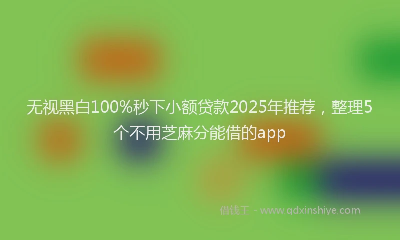 无视黑白100%秒下小额贷款2025年推荐，整理5个不用芝麻分能借的app