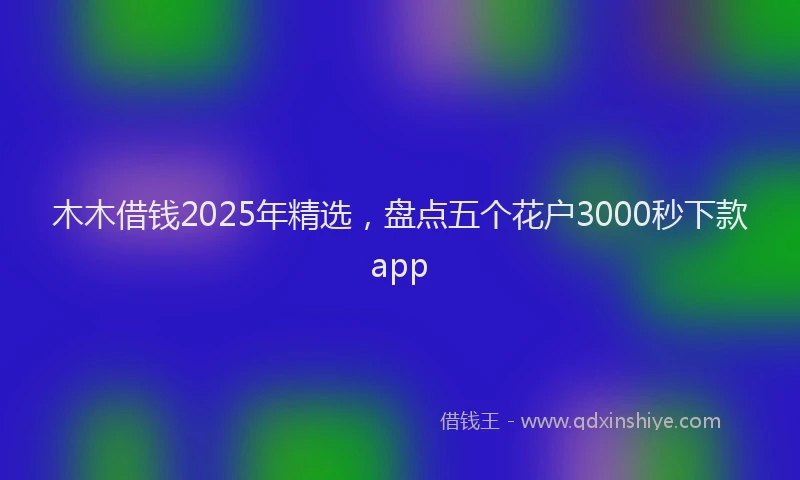 木木借钱2025年精选，盘点五个花户3000秒下款app