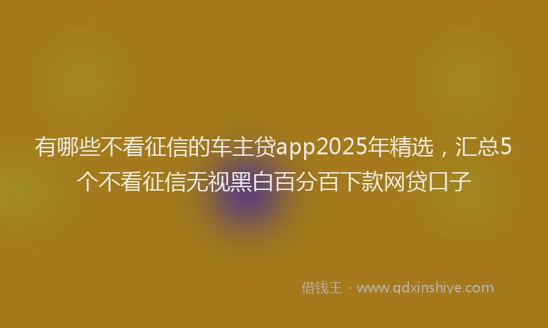 有哪些不看征信的车主贷app2025年精选，汇总5个不看征信无视黑白百分百下款网贷口子