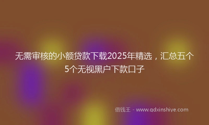 无需审核的小额贷款下载2025年精选，汇总五个5个无视黑户下款口子