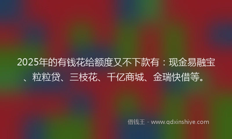 2025年的有钱花给额度又不下款有：现金易融宝、粒粒贷、三枝花、千亿商城、金瑞快借等。