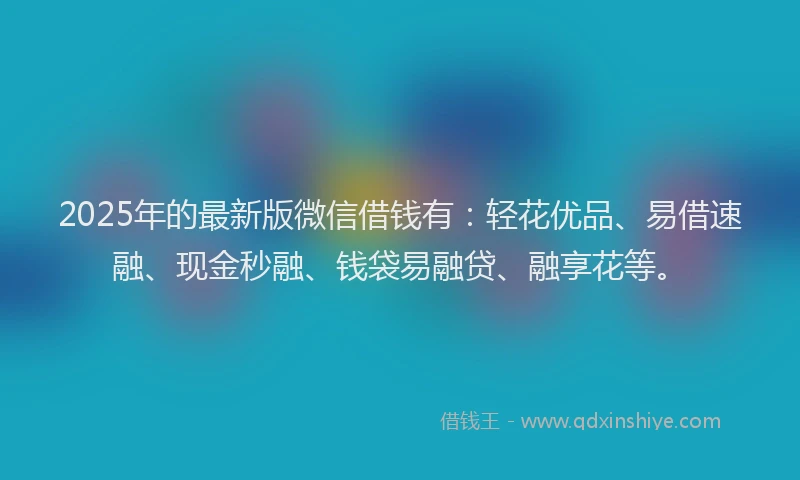 2025年的最新版微信借钱有：轻花优品、易借速融、现金秒融、钱袋易融贷、融享花等。