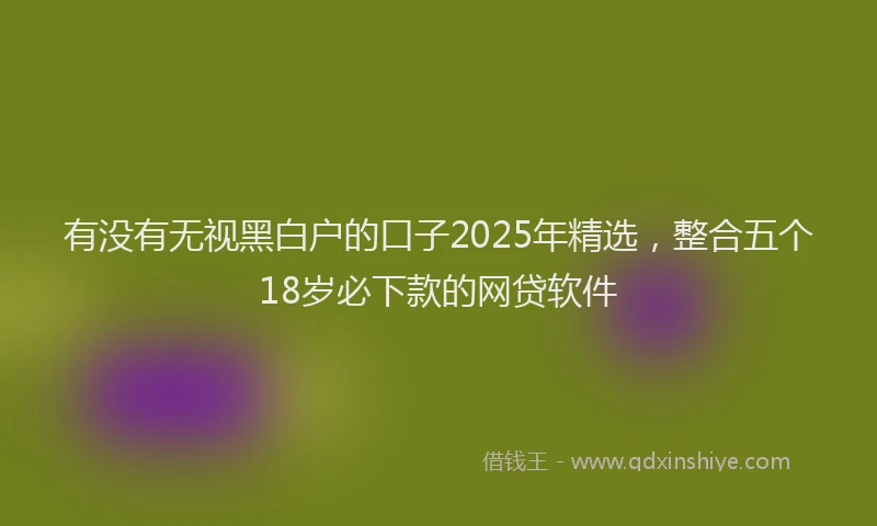有没有无视黑白户的口子2025年精选，整合五个18岁必下款的网贷软件