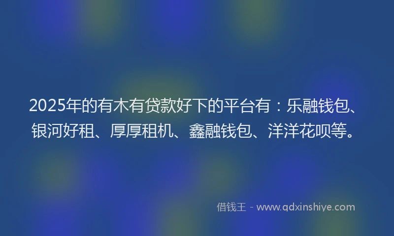 2025年的有木有贷款好下的平台有：乐融钱包、银河好租、厚厚租机、鑫融钱包、洋洋花呗等。