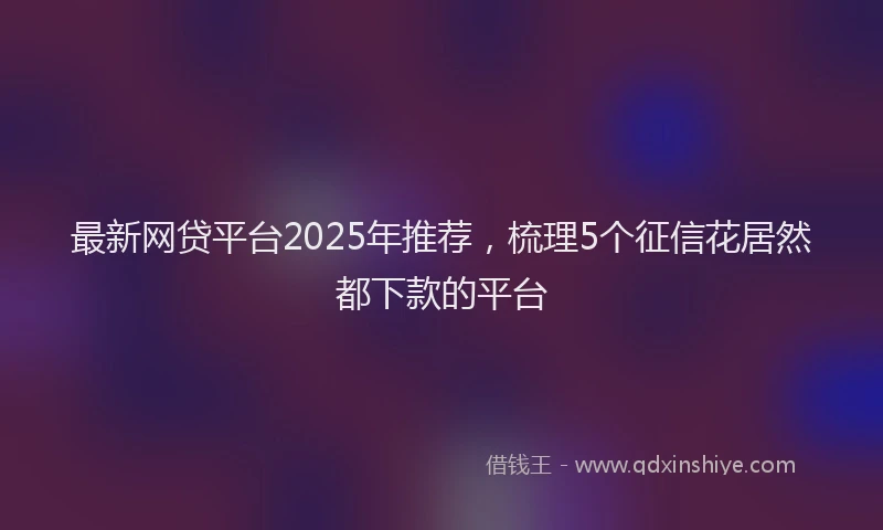 最新网贷平台2025年推荐，梳理5个征信花居然都下款的平台