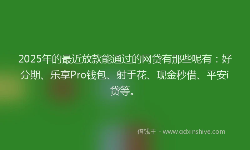 2025年的最近放款能通过的网贷有那些呢有：好分期、乐享Pro钱包、射手花、现金秒借、平安i贷等。