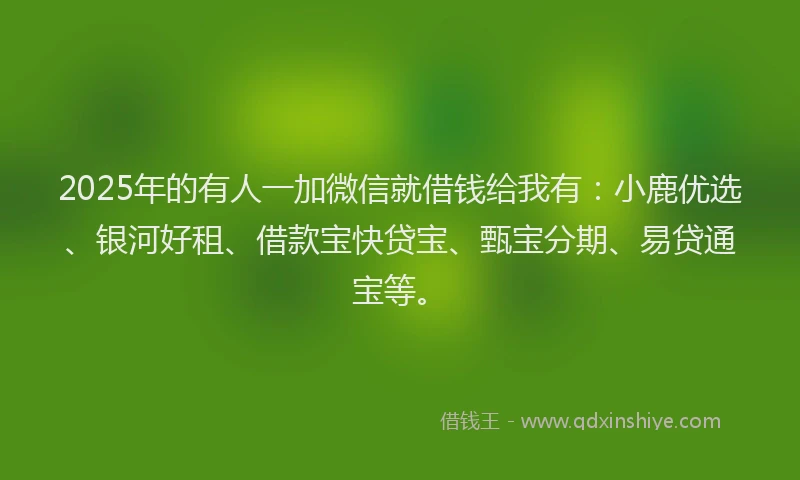 2025年的有人一加微信就借钱给我有：小鹿优选、银河好租、借款宝快贷宝、甄宝分期、易贷通宝等。