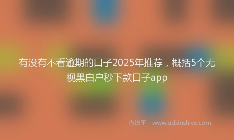 有没有不看逾期的口子2025年推荐，概括5个无视黑白户秒下款口子app