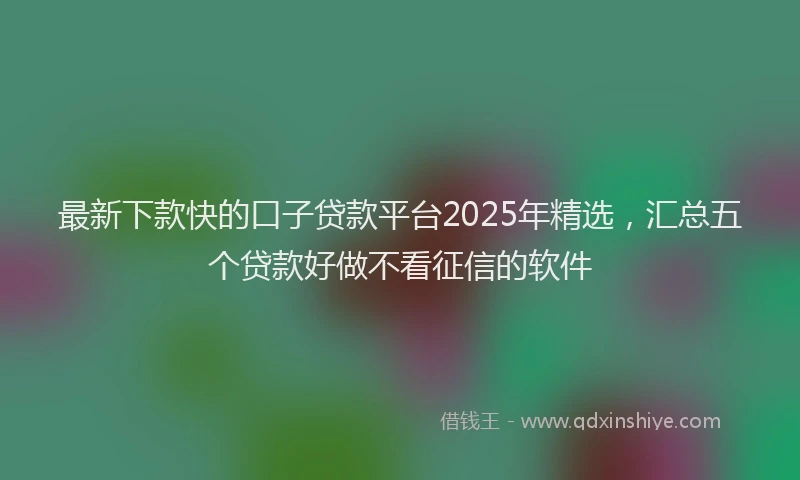 最新下款快的口子贷款平台2025年精选，汇总五个贷款好做不看征信的软件