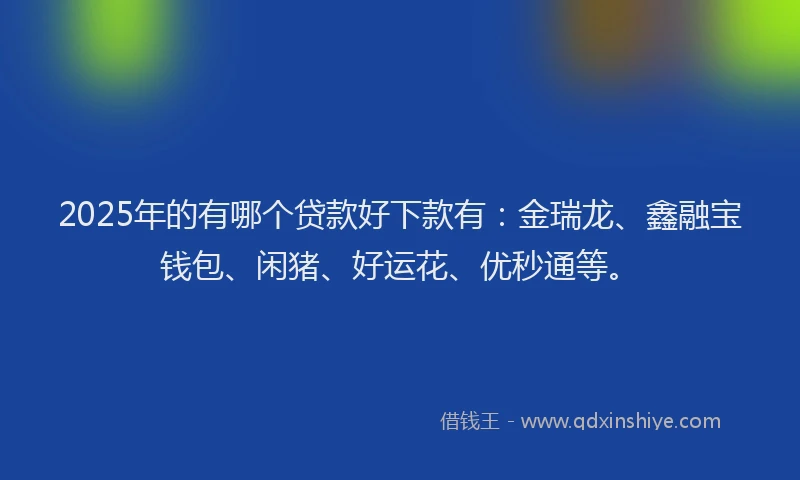 2025年的有哪个贷款好下款有：金瑞龙、鑫融宝钱包、闲猪、好运花、优秒通等。