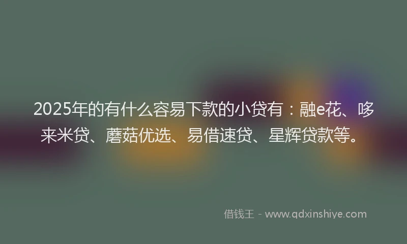 2025年的有什么容易下款的小贷有：融e花、哆来米贷、蘑菇优选、易借速贷、星辉贷款等。