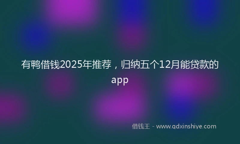 有鸭借钱2025年推荐，归纳五个12月能贷款的app