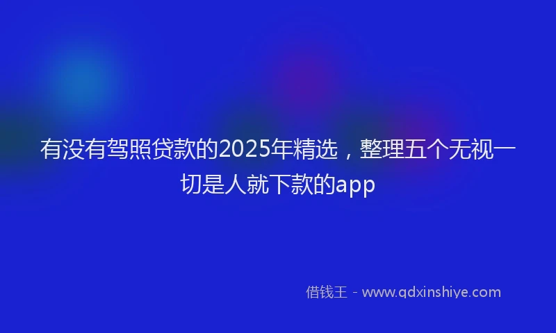 有没有驾照贷款的2025年精选，整理五个无视一切是人就下款的app