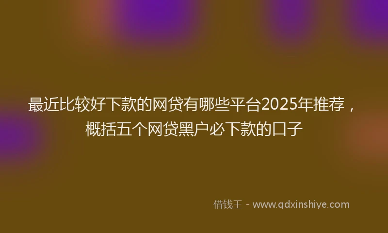 最近比较好下款的网贷有哪些平台2025年推荐，概括五个网贷黑户必下款的口子