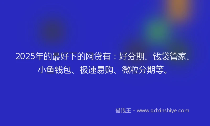 2025年的最好下的网贷有：好分期、钱袋管家、小鱼钱包、极速易购、微粒分期等。