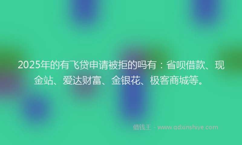 2025年的有飞贷申请被拒的吗有：省呗借款、现金站、爱达财富、金银花、极客商城等。