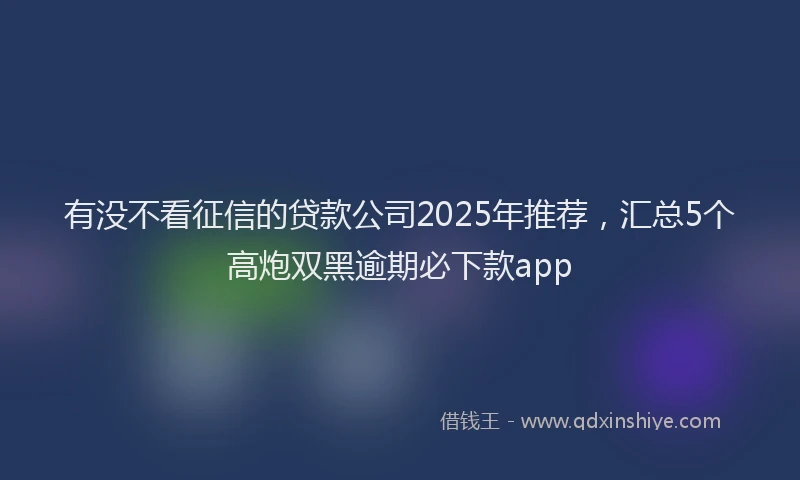 有没不看征信的贷款公司2025年推荐，汇总5个高炮双黑逾期必下款app