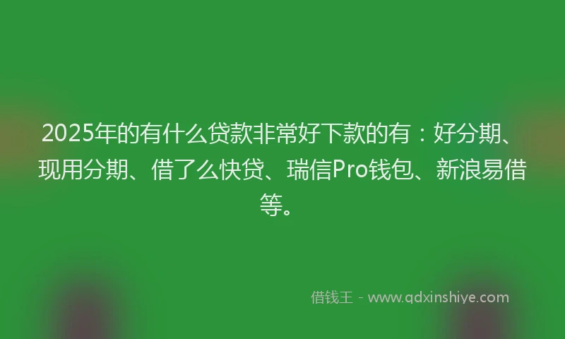 2025年的有什么贷款非常好下款的有：好分期、现用分期、借了么快贷、瑞信Pro钱包、新浪易借等。